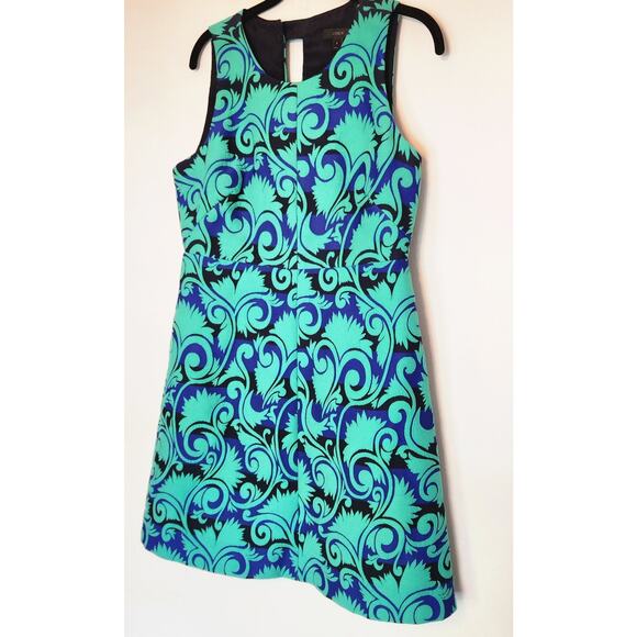 J Crew A-Line Vineyard‎ Jacquard Green/Blue Sheath Dress size 8 - Picture 5 of 11